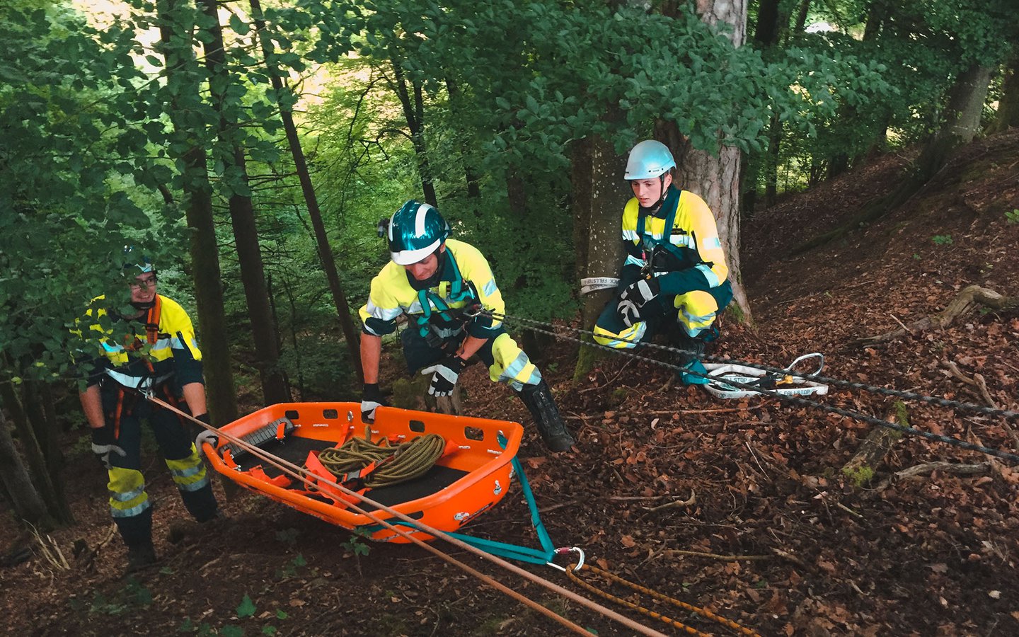  Absturzsicherung: Eine von Bührer organisierte Feuerwehr-Übung in schwierigem Gelände